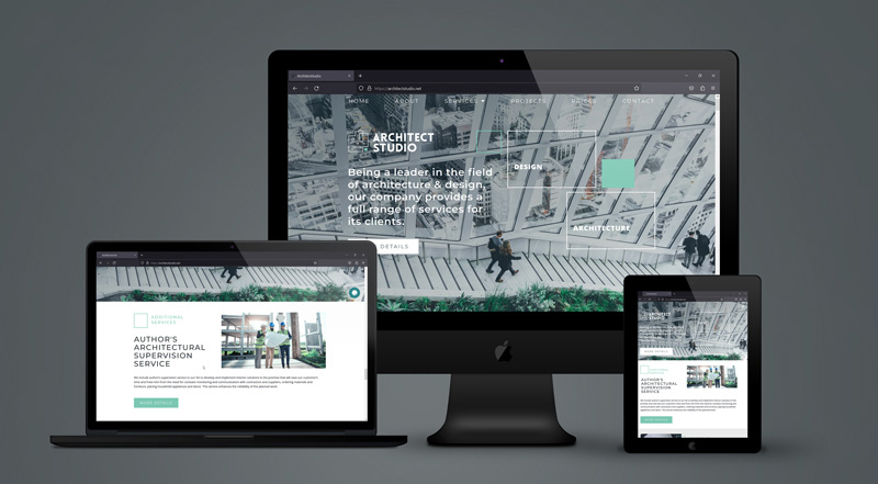 Architect Studio website on a desktop workspace