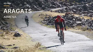 Published Aragats film thumbnail showing cyclists on a mountain road